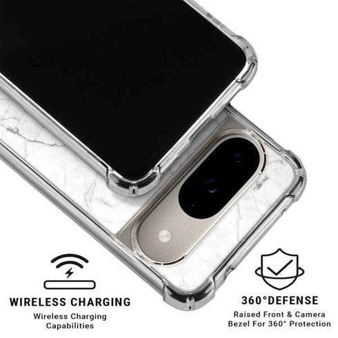 White Marble Google Pixel 10 Clear Case